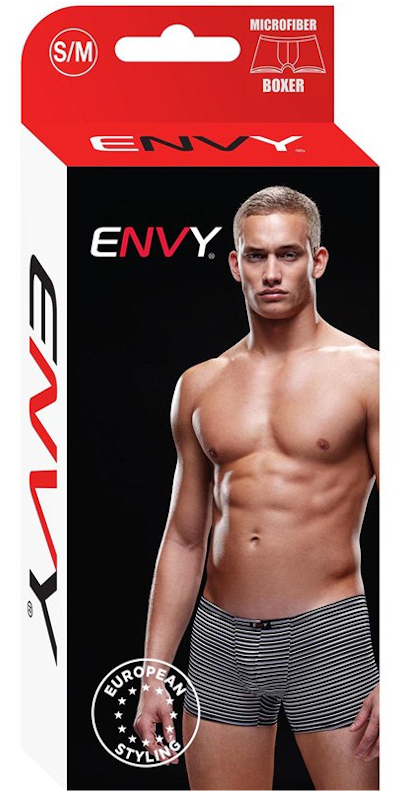 Изображение  Мужские трусы-боксеры в полоску Envy черно-белые S/M