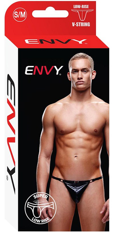 Изображение  Глянцевые мужские V-стринги Envy черные S/M