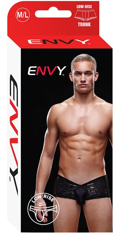 Фото  Блестящие мужские трусы-хипсы Envy черные M/L
