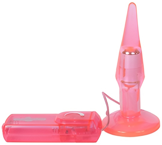 Изображение  Анальная пробка с вибрацией Small Clear Butt Plug розовая