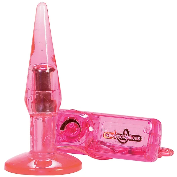Изображение  Анальная пробка с вибрацией Small Clear Butt Plug розовая