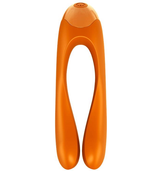 Фото Satisfyer, Германия Универсальный перезаряжаемый вибростимулятор Satisfyer Candy Cane оранжевый