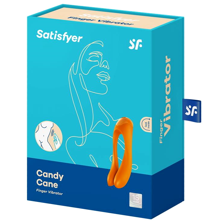 Фото Satisfyer, Германия Универсальный перезаряжаемый вибростимулятор Satisfyer Candy Cane оранжевый
