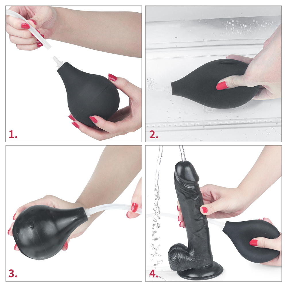 Изображение Lovetoy, Китай Черный фаллос с имитацией семяизвержения Lovetoy Squirt Extreme 26 см