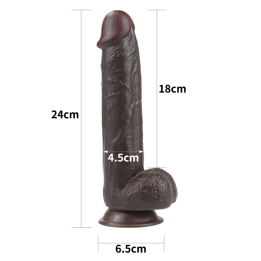 Фото Lovetoy, Китай Черный фаллоимитатор на присоске Lovetoy Sliding-Skin Dual Layer Dong 24 см