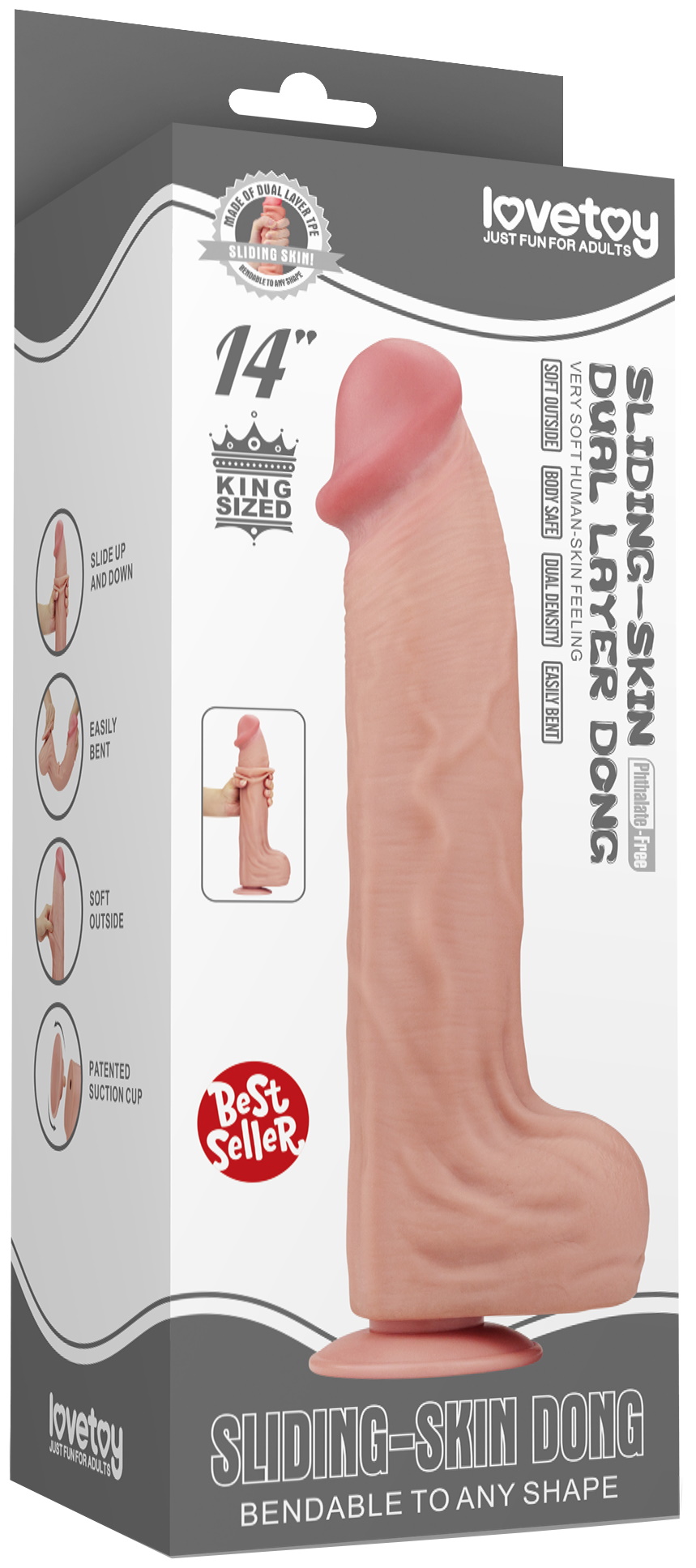Изображение Lovetoy, Китай Реалистичный фаллоимитатор с эффектом двойной кожи Lovetoy Sliding-Skin Dual Layer Dong 36 см