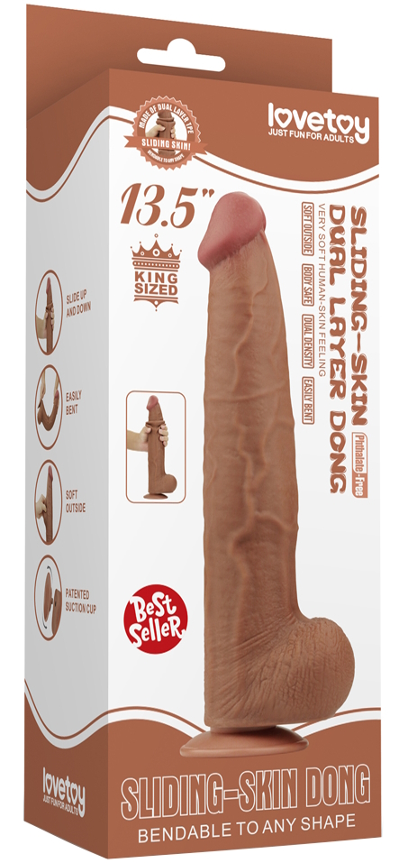 Изображение Lovetoy, Китай Реалистичный фаллоимитатор-мулат на присоске Lovetoy Sliding-Skin Dual Layer Dong 34 см