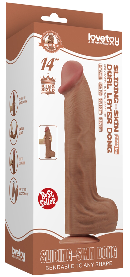 Изображение Lovetoy, Китай Реалистичный фаллоимитатор-мулат на присоске Lovetoy Sliding-Skin Dual Layer Dong 36 см
