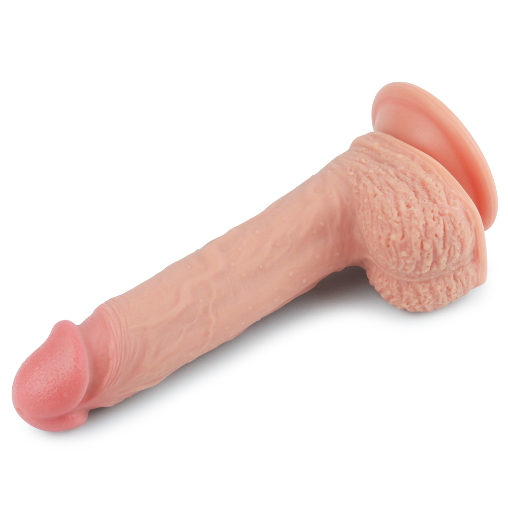 Фото Lovetoy, Китай Фаллос на присоске с мошонкой Dual-Layered Silicone Dildo 22 см