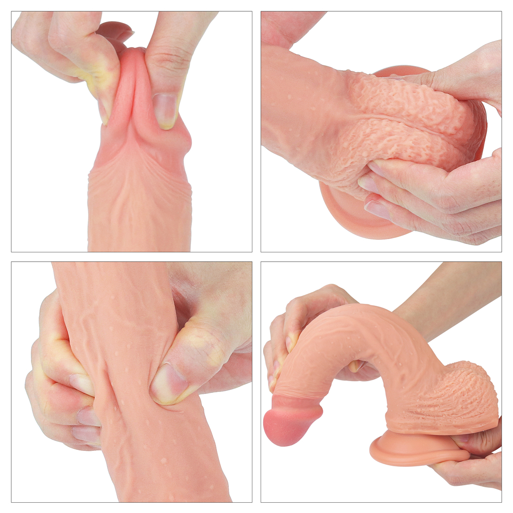 Фото Lovetoy, Китай Фаллос на присоске с мошонкой Dual-Layered Silicone Dildo 22 см