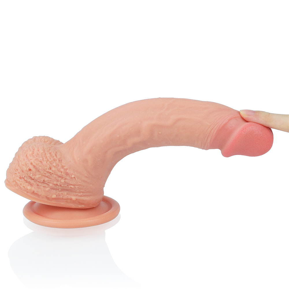 Фото Lovetoy, Китай Фаллос на присоске с мошонкой Dual-Layered Silicone Dildo 22 см