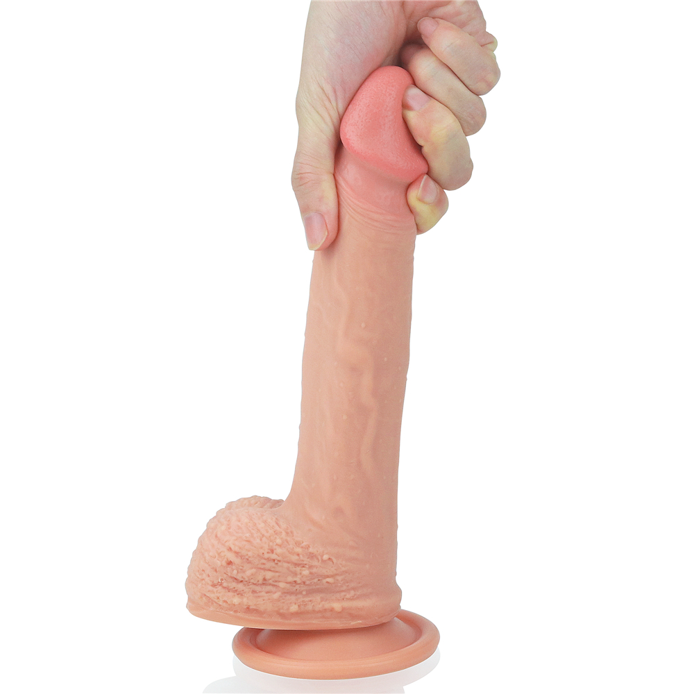 Фото Lovetoy, Китай Фаллос на присоске с мошонкой Dual-Layered Silicone Dildo 22 см