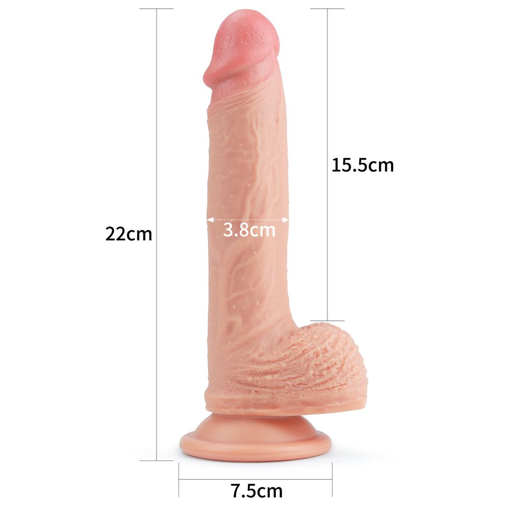 Фото Lovetoy, Китай Фаллос на присоске с мошонкой Dual-Layered Silicone Dildo 22 см
