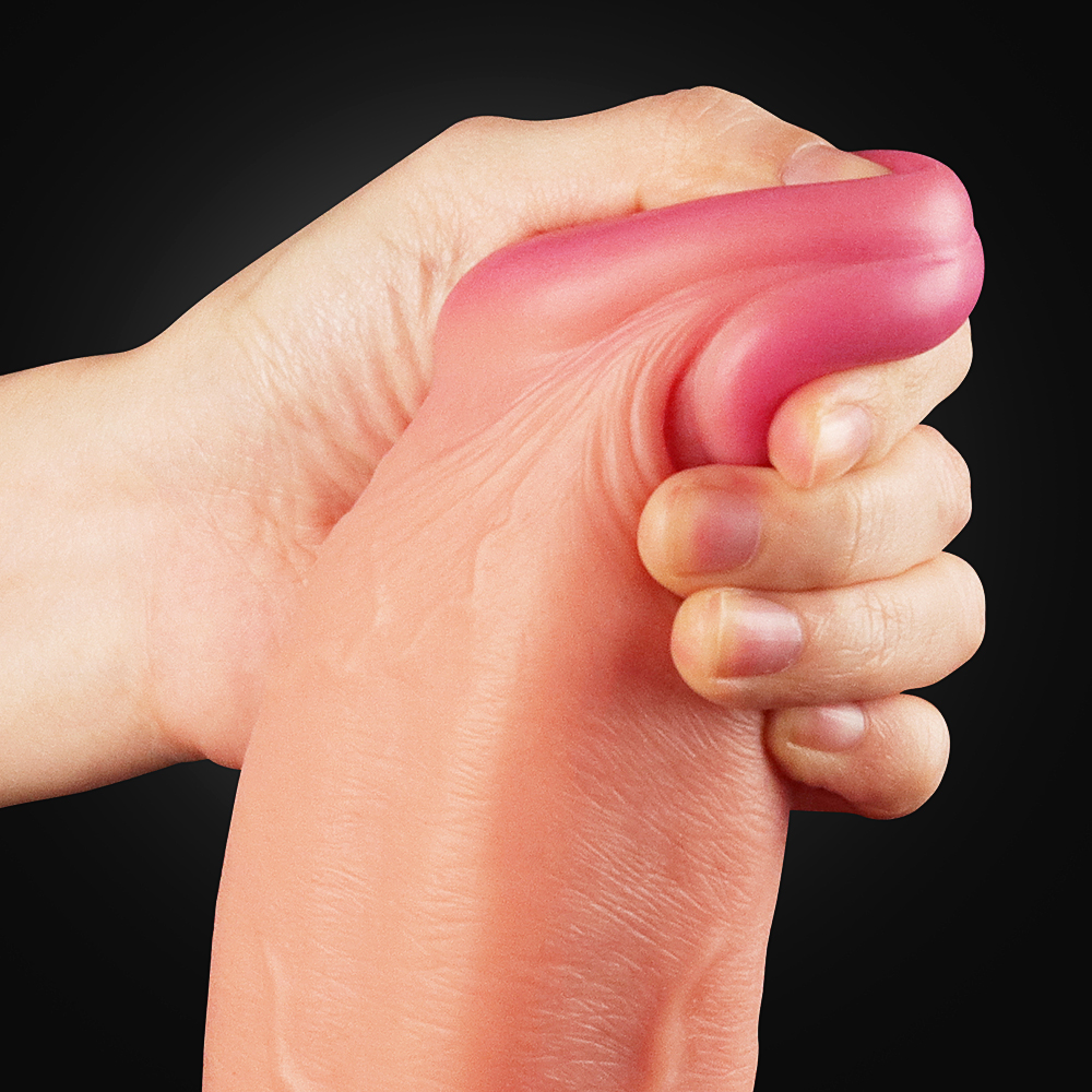 Фото Lovetoy, Китай Большой фаллос на присоске с мошонкой Dual Layered Silicone Cock 30 см