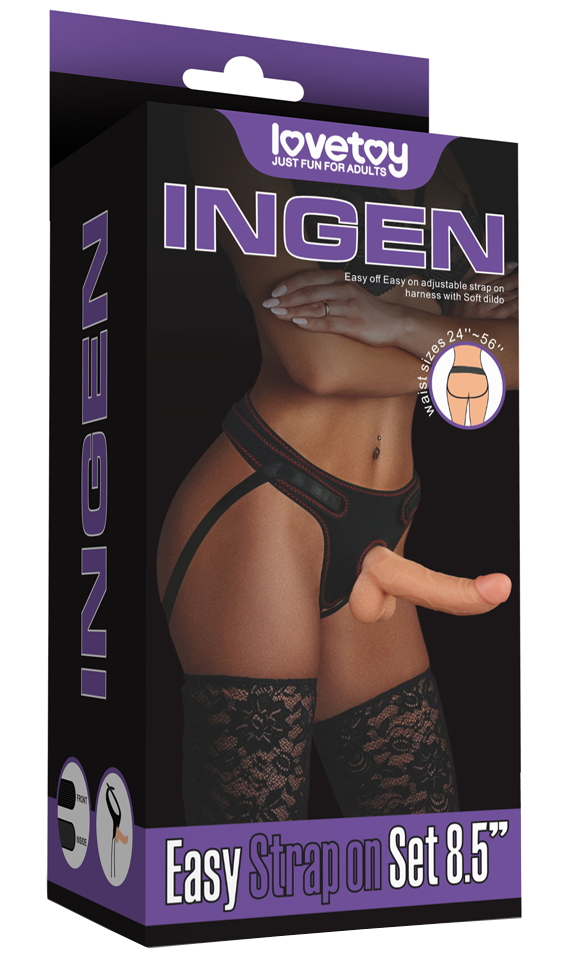 Изображение Lovetoy, Китай Изогнутый страпон-реалистик на черных трусиках Easy Strapon Set 21,5 см