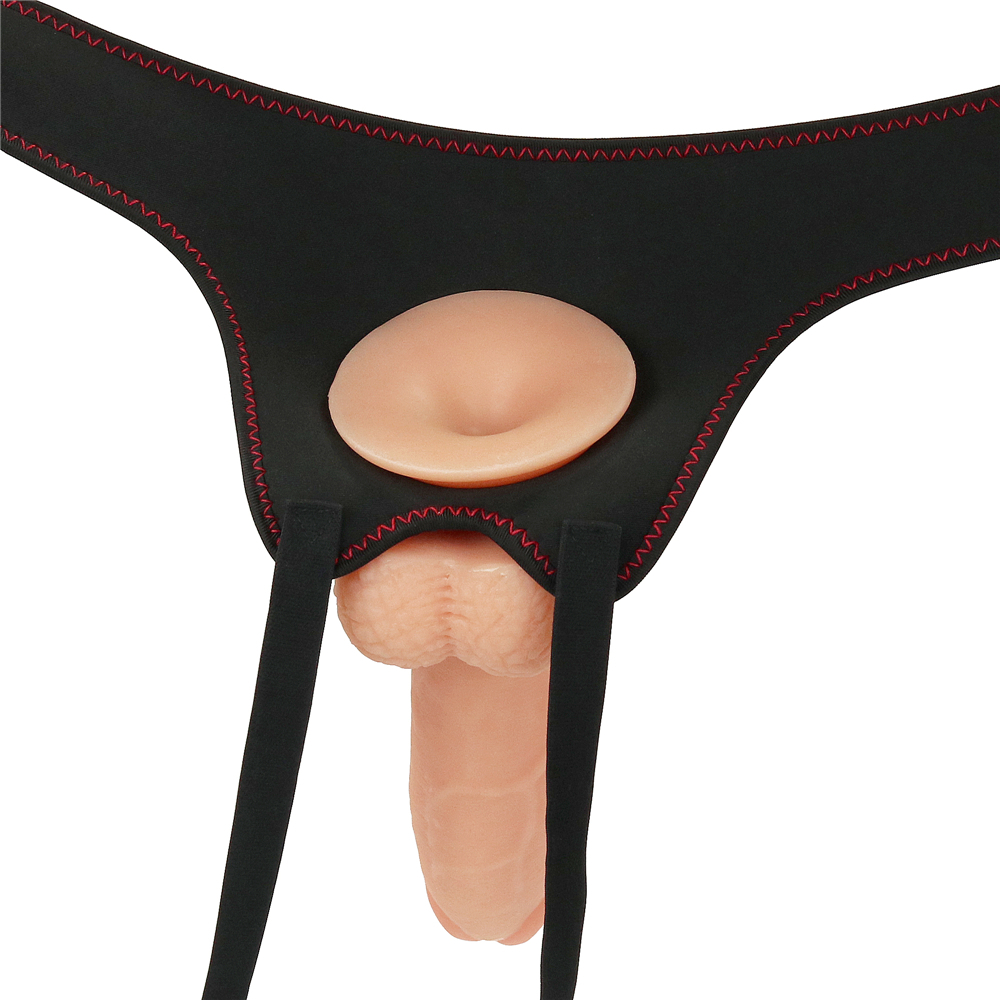 Изображение Lovetoy, Китай Изогнутый страпон-реалистик на черных трусиках Easy Strapon Set 21,5 см