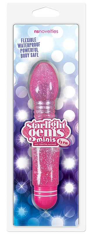 Изображение  Гнущийся вибратор с блестками Starlight Gems Minis Lyra розовый