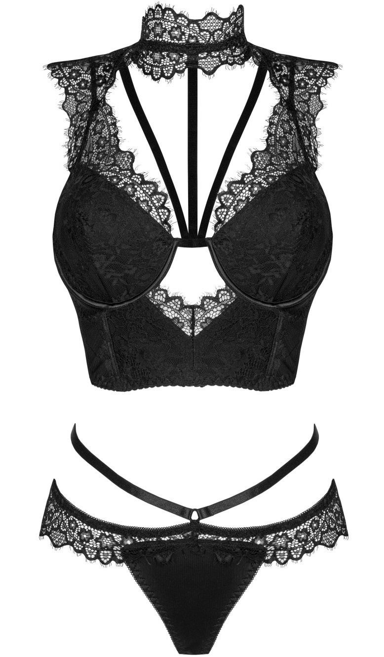 Фото Livia Corsetti Fashion, Польша Сексуальный кружевной комплект со стрепами Obsidian S/M