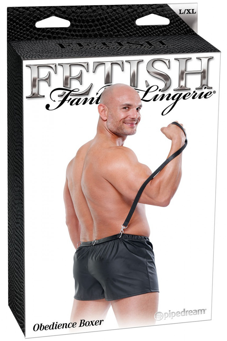 Изображение PipeDream, США Черные мужские боксеры с поводком Fetish Obedience Boxer L/XL