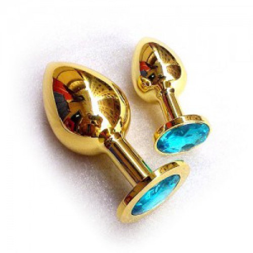 Фото Lovetoy, Китай Анальное украшение Golden Plug Large голубой