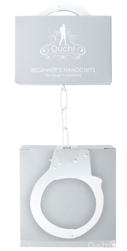 Фото  Белые металлические наручники Ouch Beginners Handcuffs