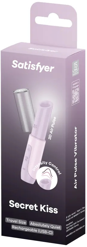 Фото Satisfyer, Германия Вакуумно-волновой мини-стимулятор клитора с вибрацией помада Satisfyer Secret Kiss