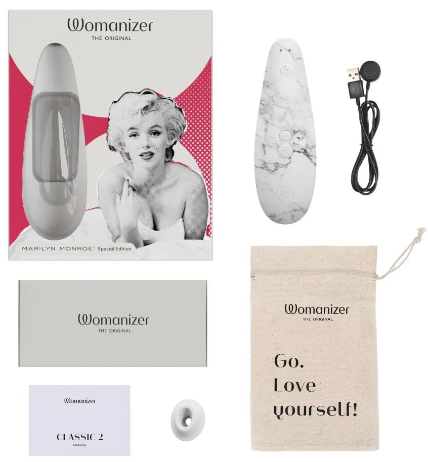 Фото Womanizer, Германия Бесконтактный стимулятор клитора Womanizer Marilyn Monroe White Marble​