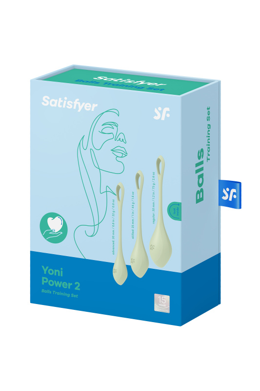 Фото  Набор вагинальных шариков Satisfyer YONI Power 2, силикон, светло-зеленый