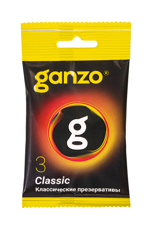 Фото Ganzo, Великобритания Презервативы Ganzo, classic,латекс, двойная смазка, 18,5 см, 5,2 см, 3 шт.в пакете Black Edition