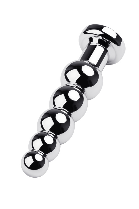 Фото Attitude Solution Ltd Анальная втулка Metal by TOYFA, металл, серебряная, с синим кристаллом, 14 см, Ø 3,4 см, 190 г
