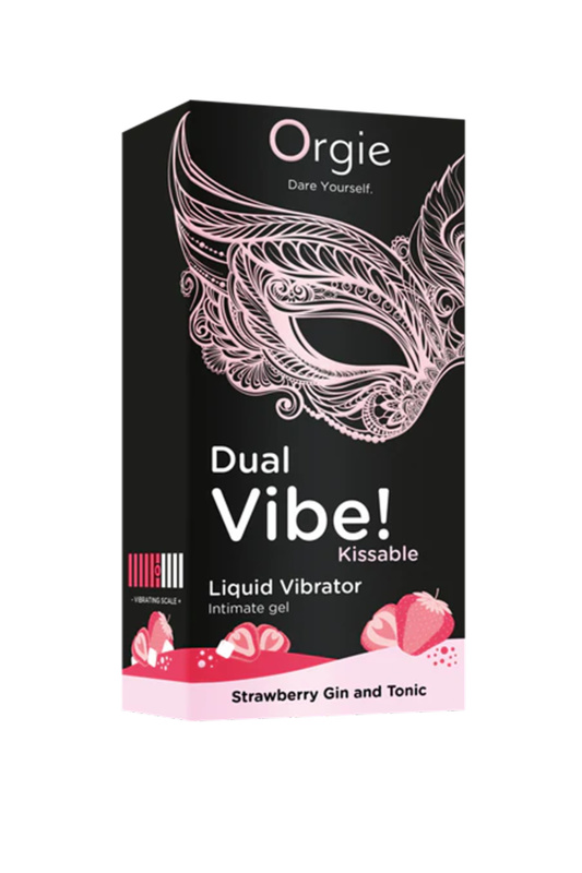 Изображение  Съедобный гель с эффектом вибрации Orgie DUAL VIBE! Strawberry Gin And Tonic, на водной основе, 15мл