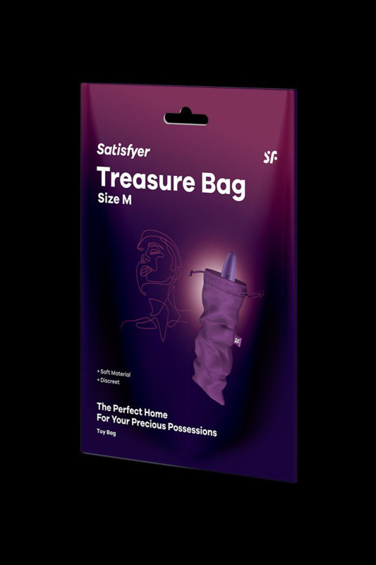 Изображение  Мешочек Satisfyer Treasure Bag для хранения игрушек M, фиолетовый, 24*12 см