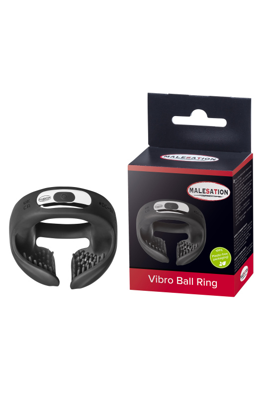 Изображение  Эрекционное виброкольцо для пениса и мошонки MALESATION Vibro Ball Ring, силикон, черный