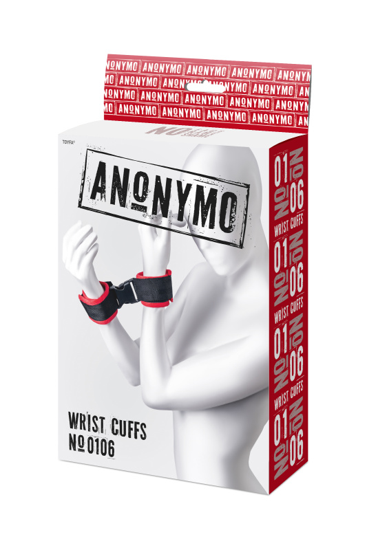 Фото  Наручники Anonymo #0106, велюр, красные, 24 см