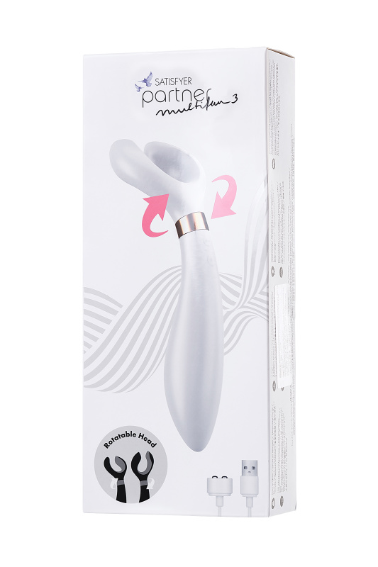 Фото Satisfyer, Германия Многофункциональный стимулятор для пар Satisfyer Partner Multifun 3, силикон, белый, 23,5 см.