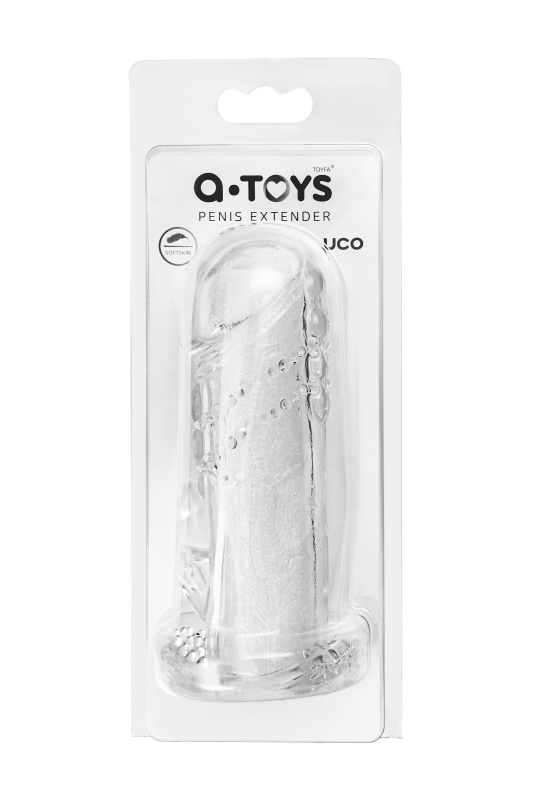 Изображение A-toys by TOYFA Насадка на пенис с дополнительной стимуляцией A-Toys by TOYFA Uco, TPE, прозрачный, 13 см