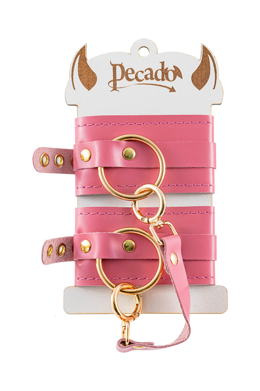 Фото PECADO B.D.S.M Оковы Pecado BDSM, прямоугольные, однослойные, натуральная кожа, розовый