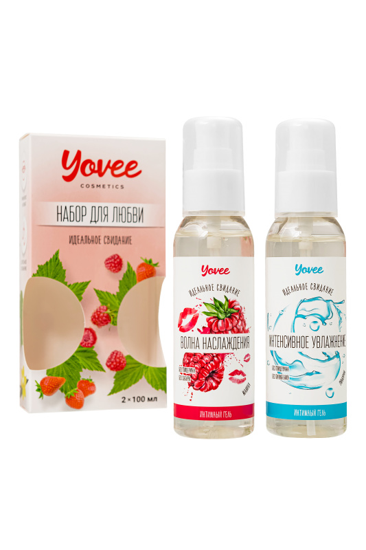 Фото YOVEE Набор гелей-смазок Yovee для любви (721001+721051), вкусовой (малина) + увл (гиалурон), 2х100мл