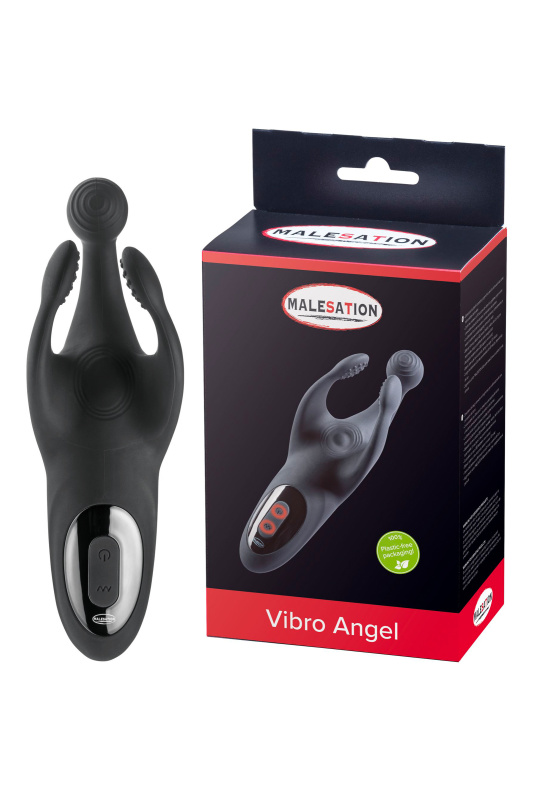 Изображение  Многофункциональный стимулятор для мужчин MALESATION Vibro Angel, силикон, черный