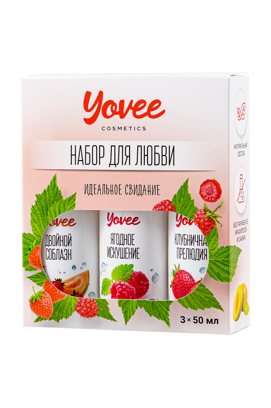 Изображение  Набор гелей-смазок Yovee для любви (721004+721008+721010), вкус (клубн+клубн/дыня+малин/мята),3х50мл