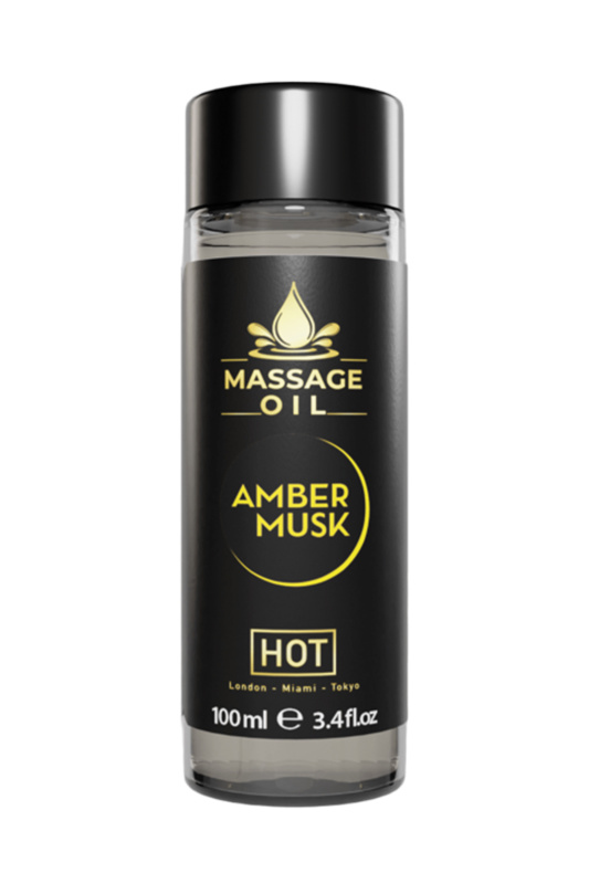 Фото  Массажное масло HOT Massage Oil AMBER MUSK, с  ароматом амбры и мускуса,100 мл