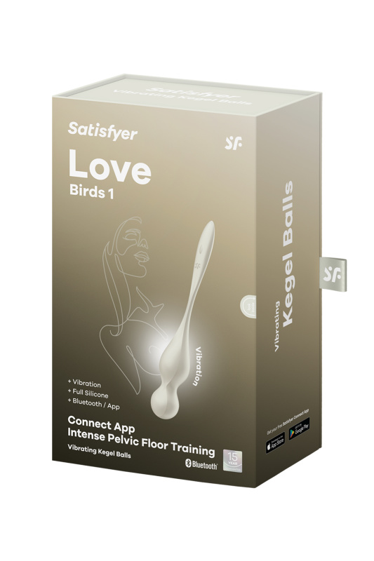 Изображение Satisfyer, Германия Вагинальные шарики с вибрацией Satisfyer Love Birds 1 Connect App, белый, 22,2 см