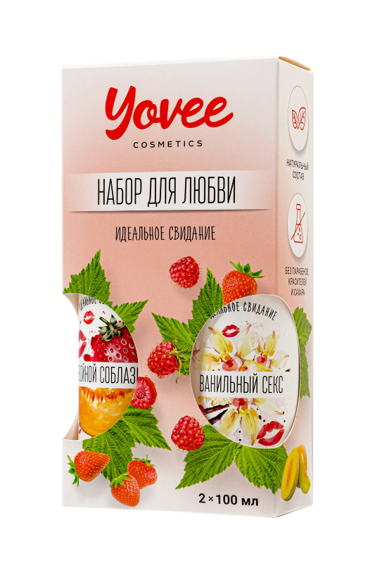 Изображение YOVEE Набор гелей-смазок Yovee для любви (721007+721011), вкусовые (клубника/дыня+ваниль.сливки), 2х100 мл