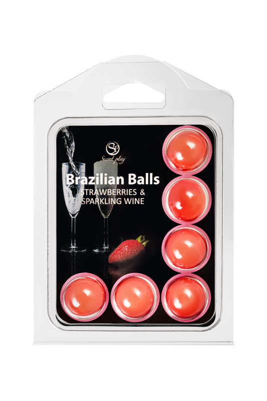 Изображение Secret play, Испания Массажное масло SECRET PLAY BRAZILIAN BALLS, клубника и шампанское, 6 х 4 гр