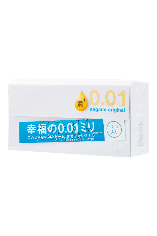 Изображение  Презервативы Sagami, original 0.01, полиуретан, EXTRA LUB, 12 шт.