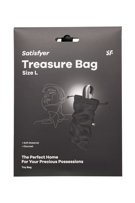 Мешочек Satisfyer Treasure Bag для хранения игрушек L, черный, 26*15 см — купить в Минске Фото Мешочек Satisfyer Treasure Bag для хранения игрушек L, черный, 26*15 см