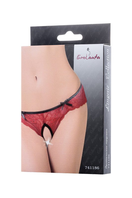 Изображение  Эротические трусики Erolanta Lingerie Collection, кружевные, кармин-черные (46-48)