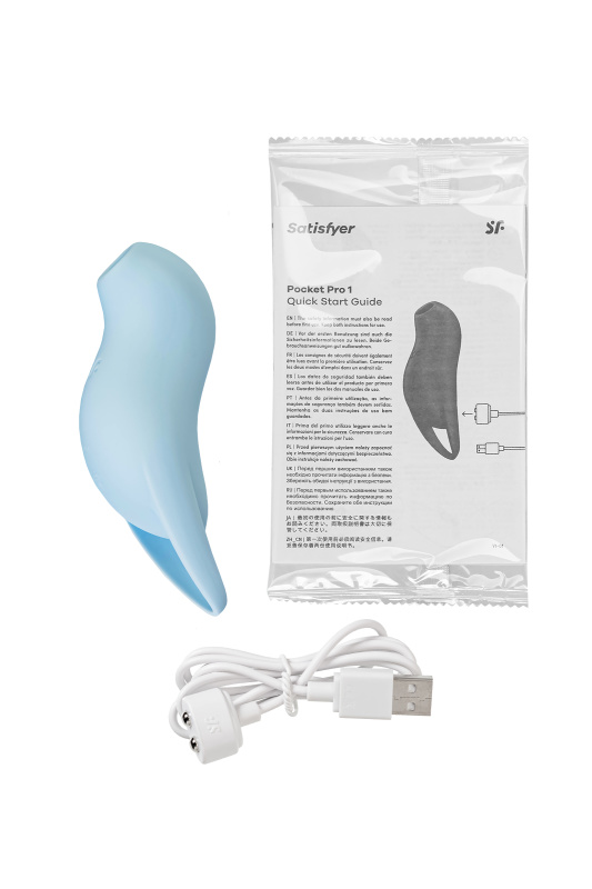 Satisfyer, Германия Вакуум-волновой стимулятор клитора с вибрацией Satisfyer Pocket Pro 1, силикон, голубой, 13,9 см — купить в Минске Изображение Satisfyer, Германия Вакуум-волновой стимулятор клитора с вибрацией Satisfyer Pocket Pro 1, силикон, голубой, 13,9 см