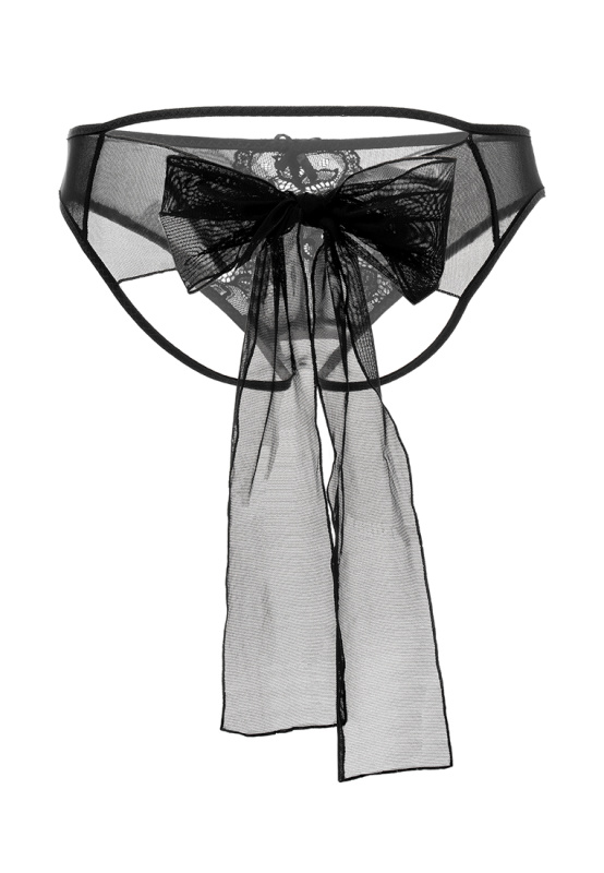 Фото Erolanta Lingerie Эротические трусики с бантом Erolanta Mia, черный (54-56) в пакете