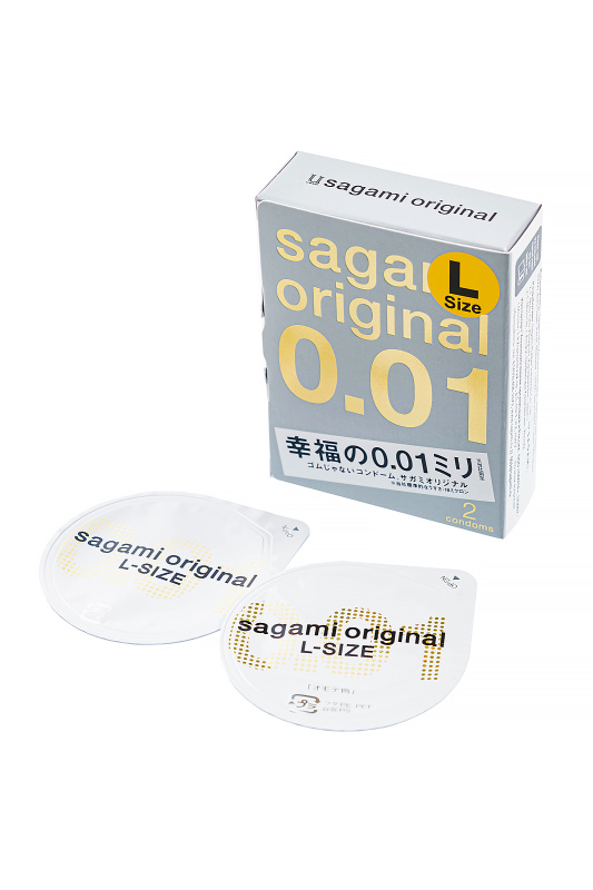 Изображение  Презервативы Sagami, original 0.01, полиуретан, LARGE, 2 шт.